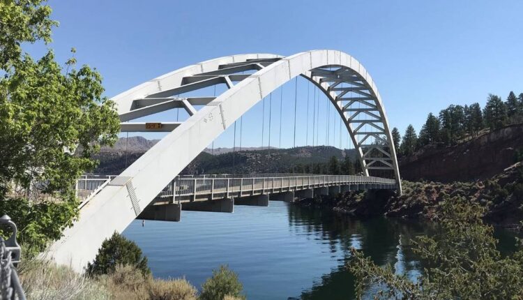 The Cart Creek Bridge spans a lovely side canyon of Flaming Gorge near Dutch John, Utah. (Debor ...