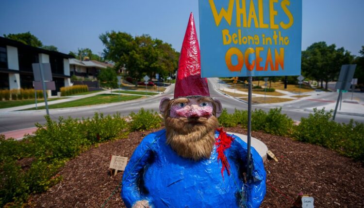 Gnomes keep surfacing in 9th and 9th, saying 'whale no' to Salt Lake City's plans for ocean art