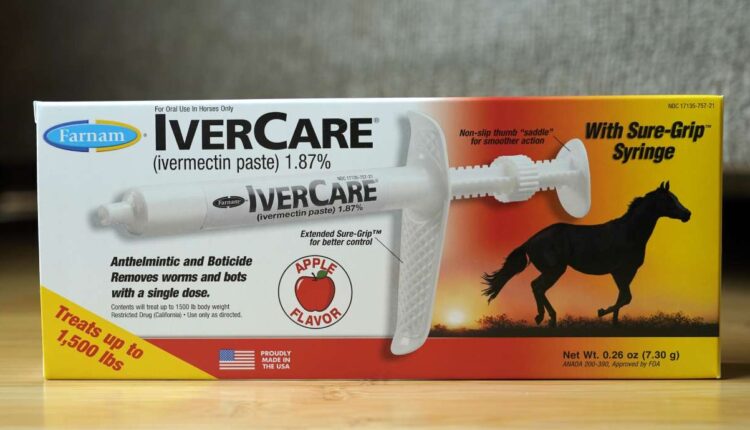 An IverCare brand package containing a syringe of ivermectin — a drug used to kill worms and other parasites — intended for use in horses only, is shown Sept. 10, in Olympia, Wash. Utah health officials issued a warning Tuesday about using the drug for COVID-19 after a hospital treated a patient who suffered severe side effects. 