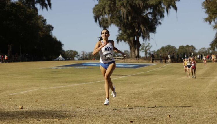 BYU senior Whittni Orton pulls away down the stretch en route to first place at the NCAA cross country national championships in Tallahassee, Florida, Saturday, Nov. 20, 2021. 