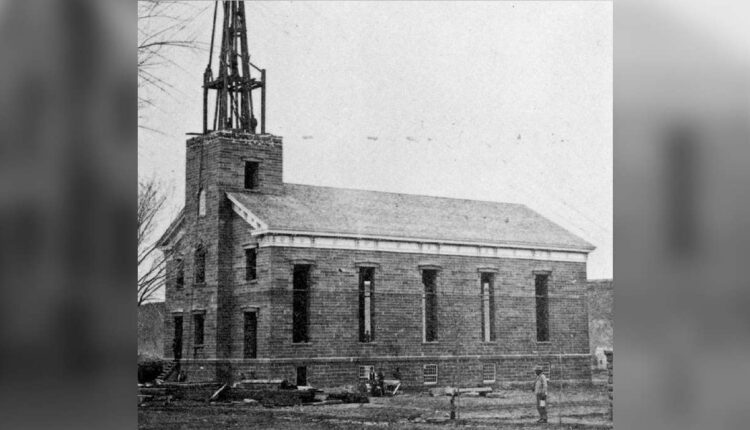 The St. George Tabernacle under construction in 1874. A time capsule was placed inside it in 1867, which helped provide an interesting piece of the era it was constructed in.